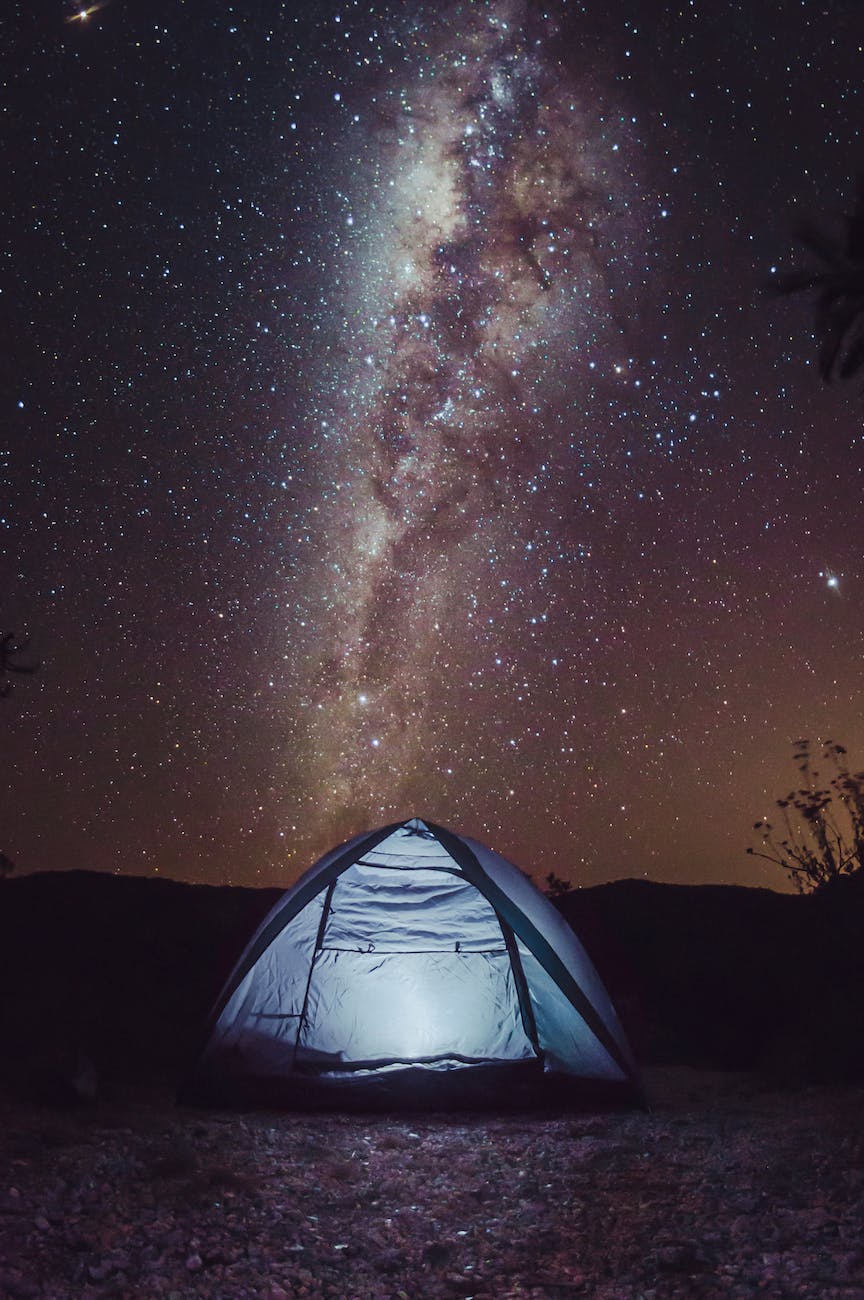 a tent under the starry sky